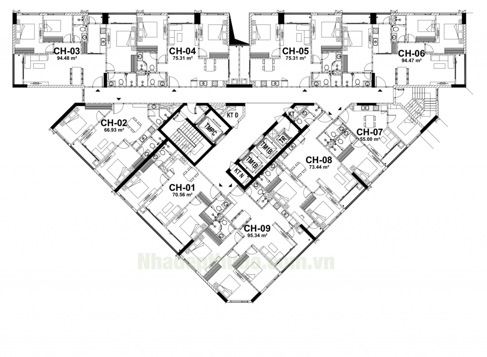 Mặt bằng thiết kế chung cư Động Lực Tower 130 Hạ Đình