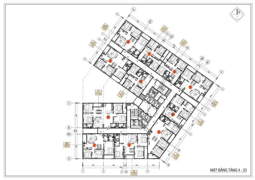 Mặt bằng căn hộ Chung cư Minh Giang Phú Diễn