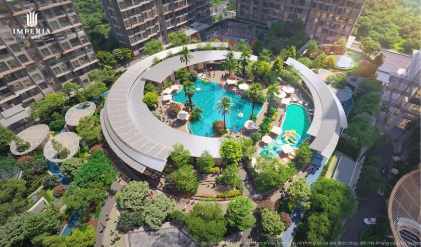 Nhà để xe 7 tầng có hệ thống tiện ích cùng bể bơi ngoài trời